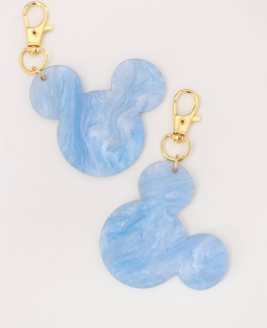 BLUE GLITTER SWIRL MOUSE BAG CHARM/ KEYCHAIN