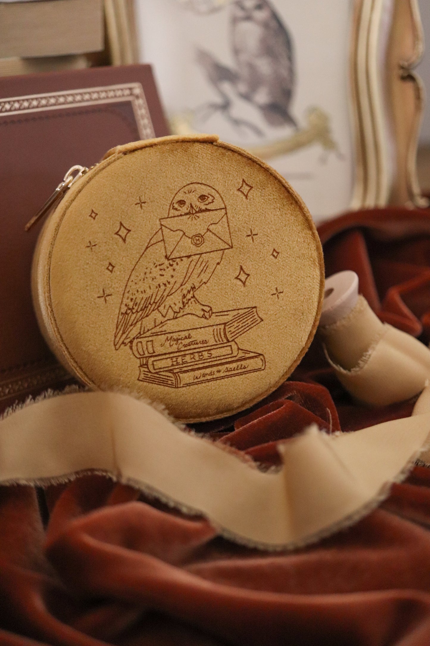 GOLD OWL JEWELRY CASE