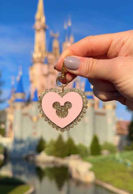 MOUSE HEART BAG CHARMS/ KEYCHAINS