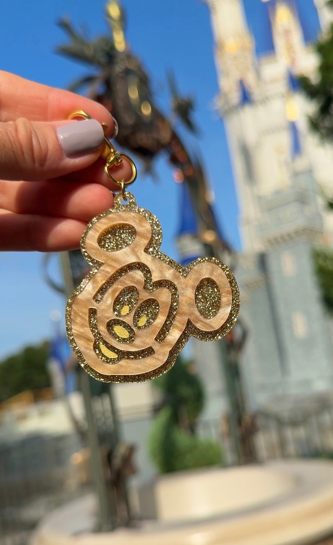 GLITTER MOUSE WAFFLE BAG CHARM/ KEYCHAIN