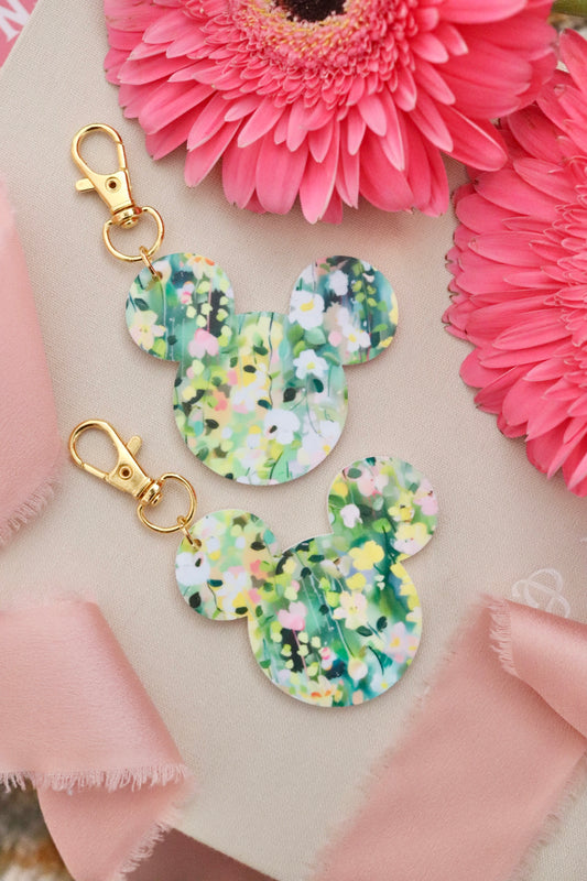 FLORAL TOPIARY MOUSE BAG CHARM/ KEYCHAIN