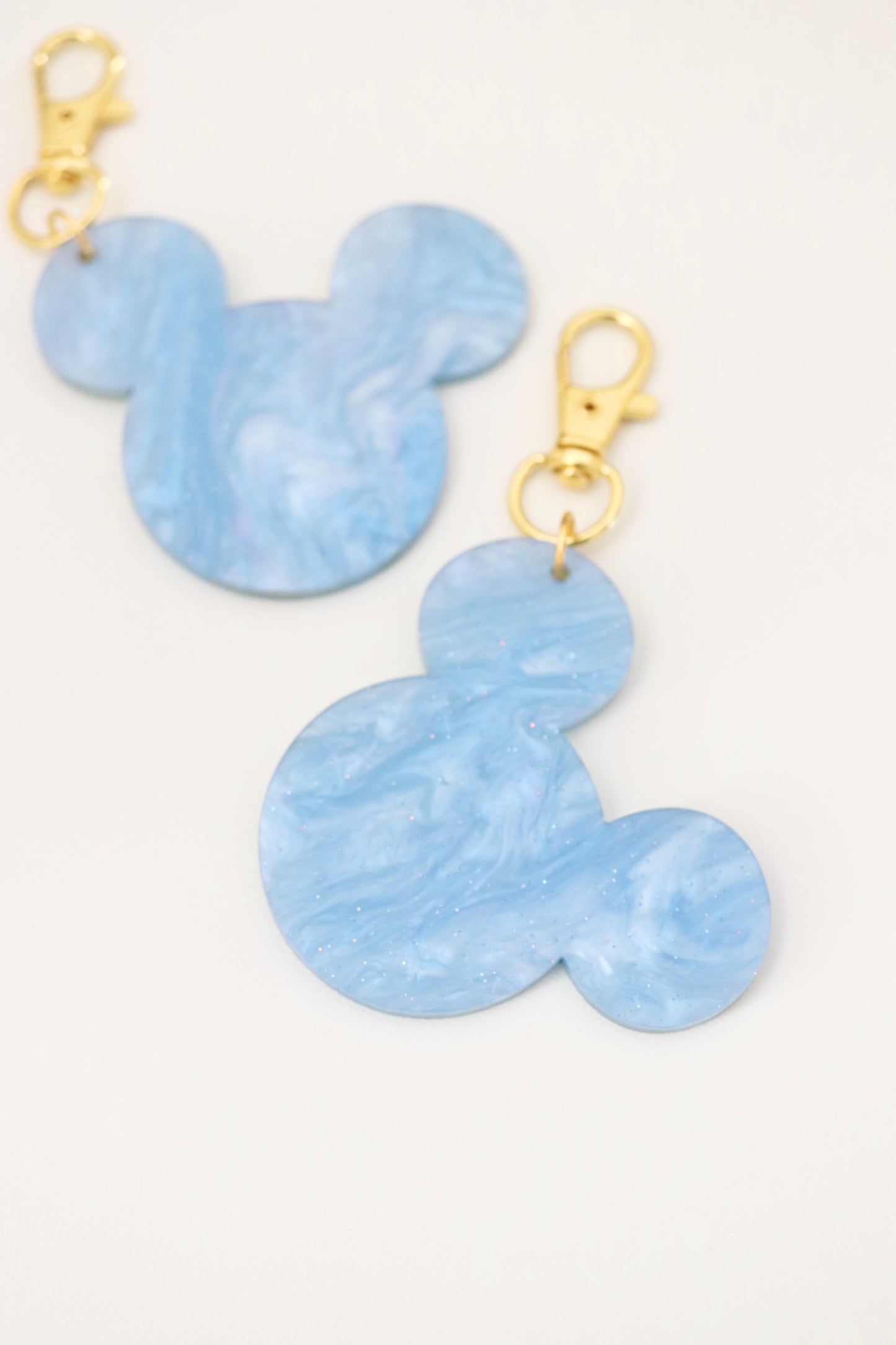 BLUE GLITTER SWIRL MOUSE BAG CHARM/ KEYCHAIN