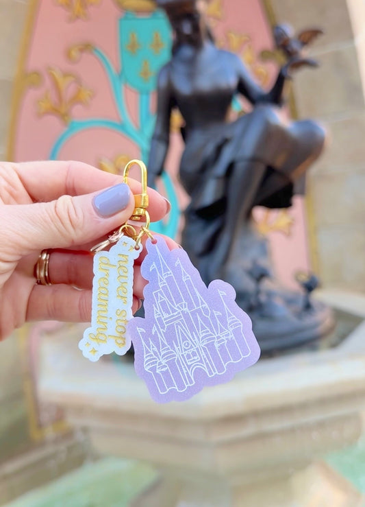 CASTLE AND NEVER STOP DREAMING BAG CHARM SET/ KEYCHAIN
