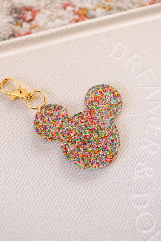 CONFETTI GLITTER MOUSE BAG CHARM/ KEYCHAIN