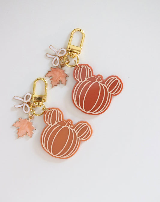 FALL MOUSE PUMPKIN BAG CHARM Set/ KEYCHAIN