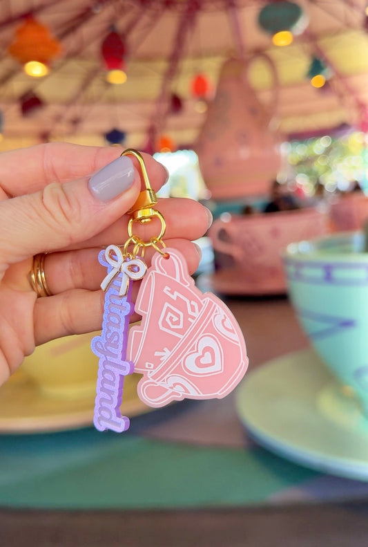TEA CUPS BAG CHARM SET/ KEYCHAIN