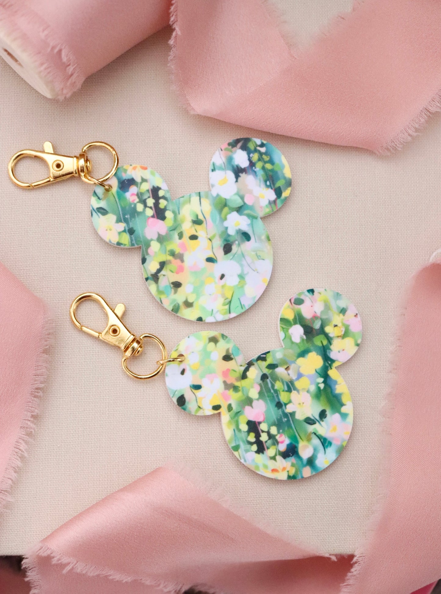 FLORAL TOPIARY MOUSE BAG CHARM/ KEYCHAIN