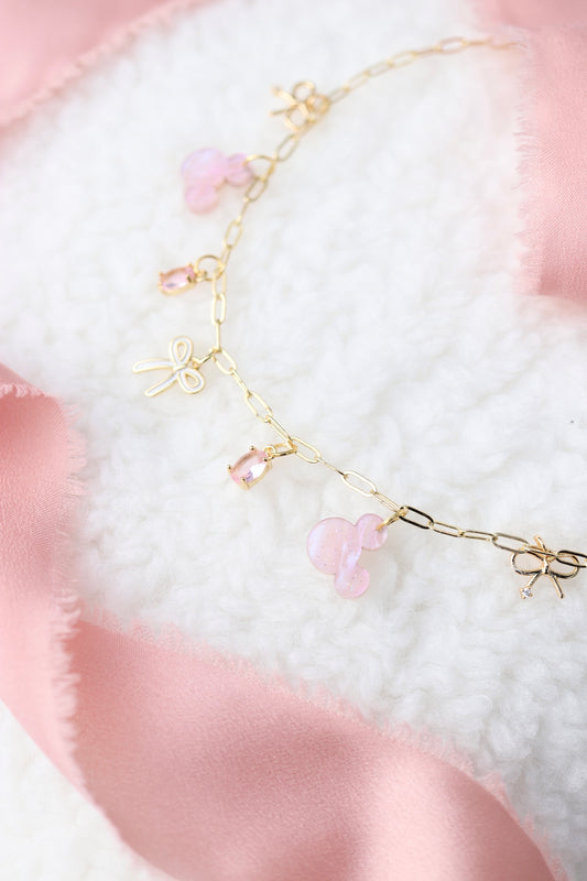 PINK MOUSE MINI CHARM NECKLACE