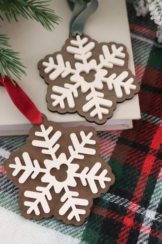 DOUBLE MOUSE SNOWFLAKE ORNAMENT