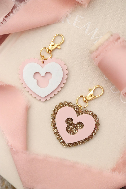 MOUSE HEART BAG CHARMS/ KEYCHAINS