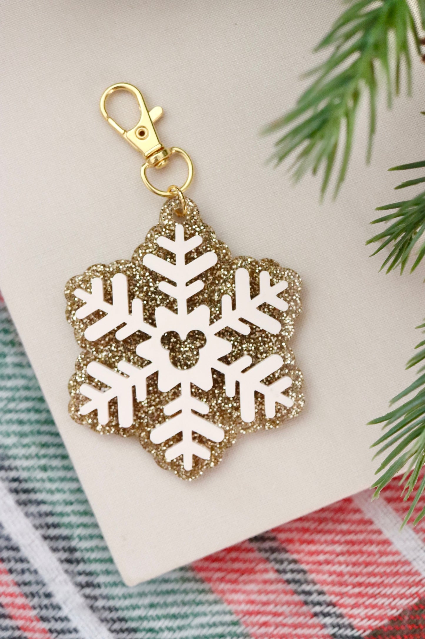 DOUBLE SNOWFLAKE BAG CHARMS/ KEYCHAINS