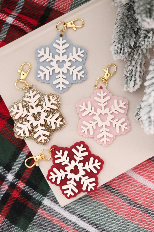 DOUBLE SNOWFLAKE BAG CHARMS/ KEYCHAINS
