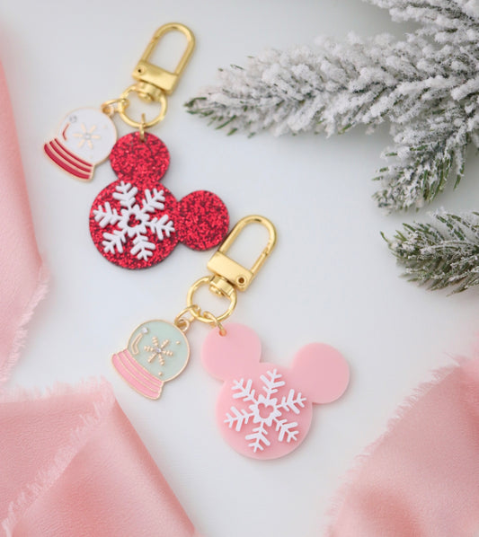 SNOW GLOBE MOUSE MINI BAG CHARMS/ KEYCHAINS SET