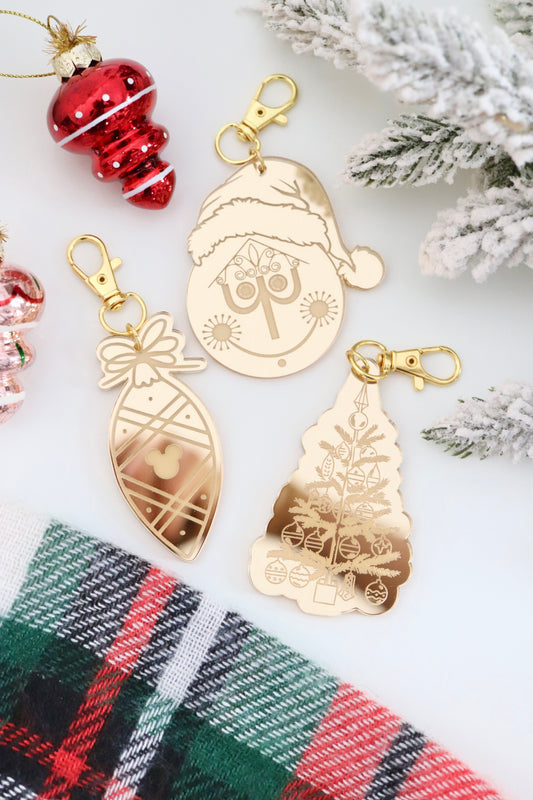 GOLD HOLIDAY BAG CHARMS/ KEYCHAINS