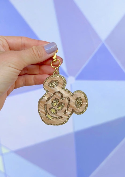 GLITTER MOUSE WAFFLE BAG CHARM/ KEYCHAIN