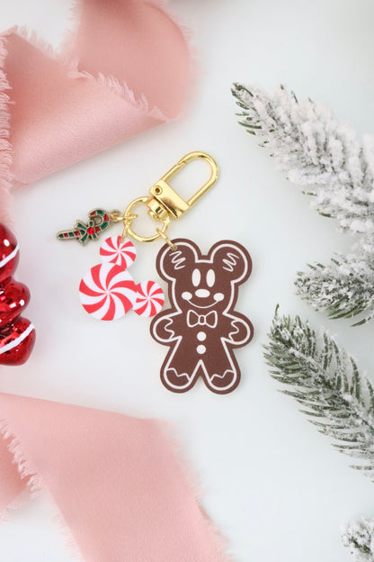 MOUSE GINGERBREAD MINI BAG CHARMS/ KEYCHAINS SET