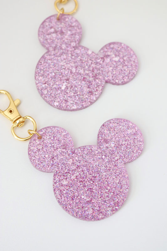 PINK SPARKLE GLITTER MOUSE BAG CHARM/ KEYCHAIN