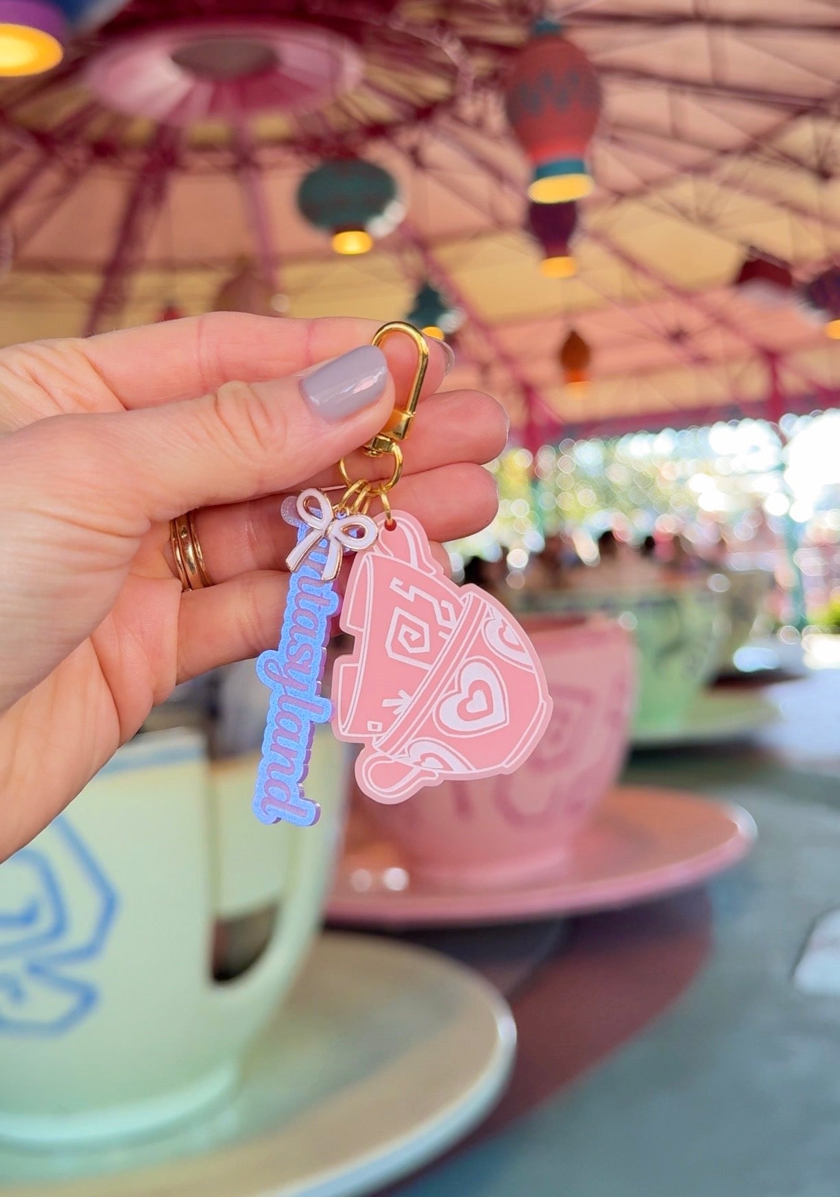 TEA CUPS BAG CHARM SET/ KEYCHAIN