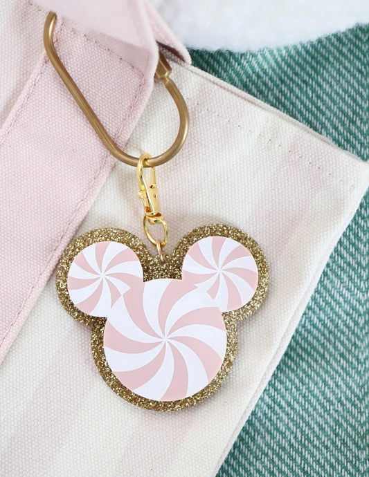 GLITTER PEPPERMINT MOUSE BAG CHARMS/ KEYCHAINS
