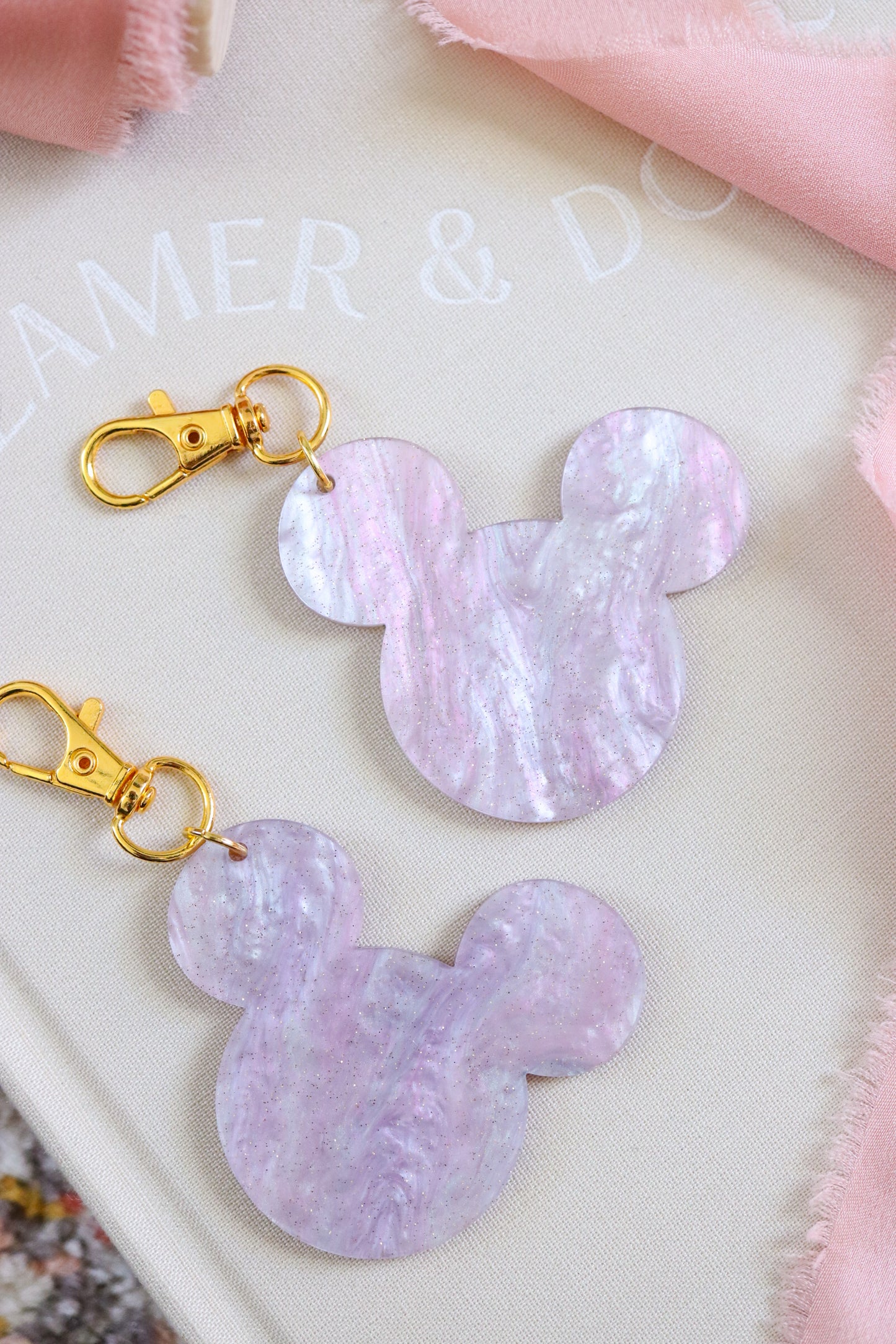 LILAC SWIRL MOUSE BAG CHARM/ KEYCHAIN