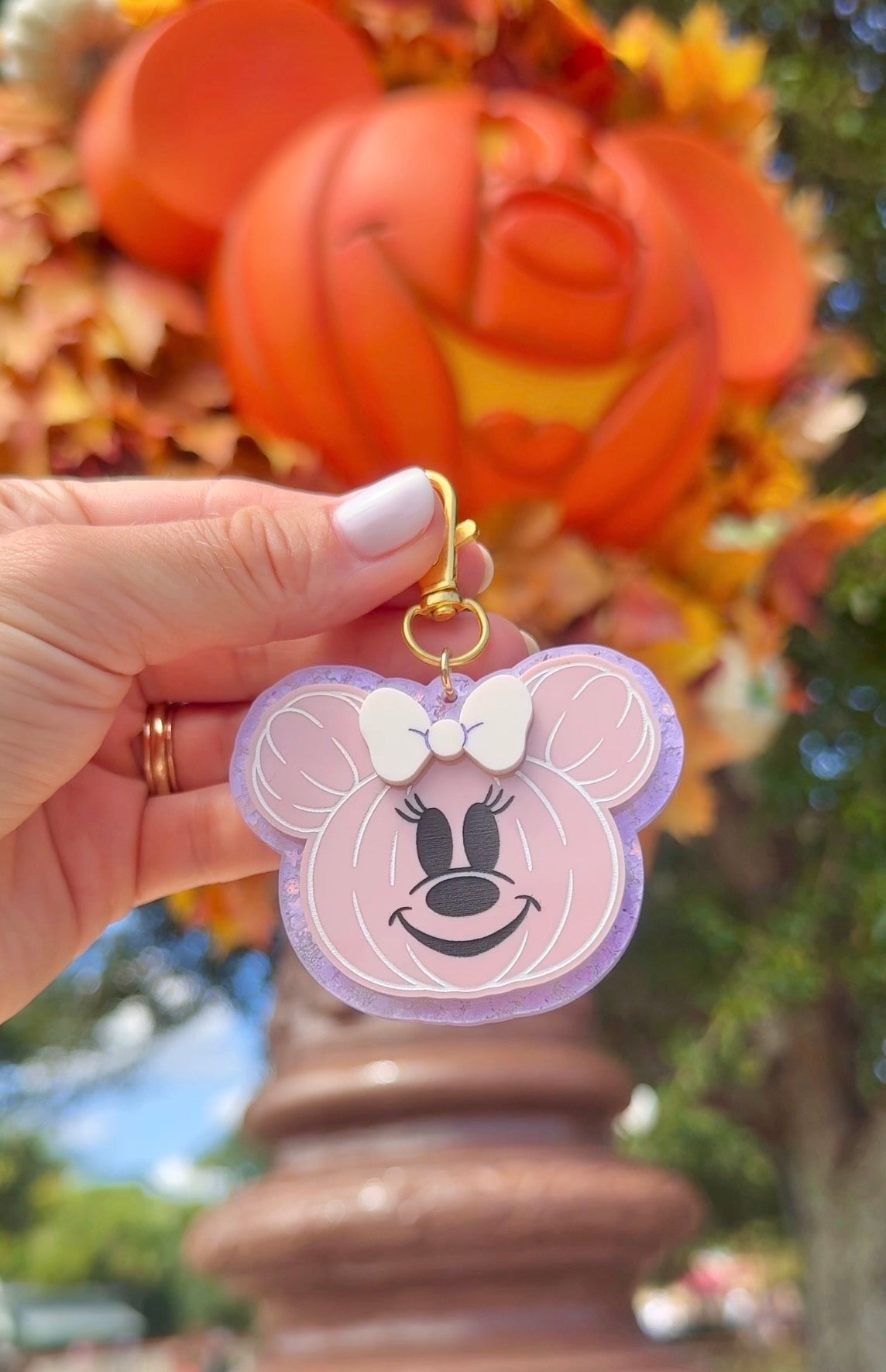 PINK GLITTER MOUSE PUMPKIN BAG CHARMS/ KEYCHAINS