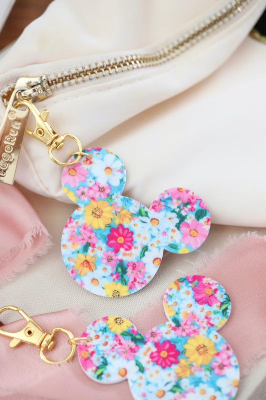 BRIGHT FLORAL MOUSE BAG CHARM/ KEYCHAIN