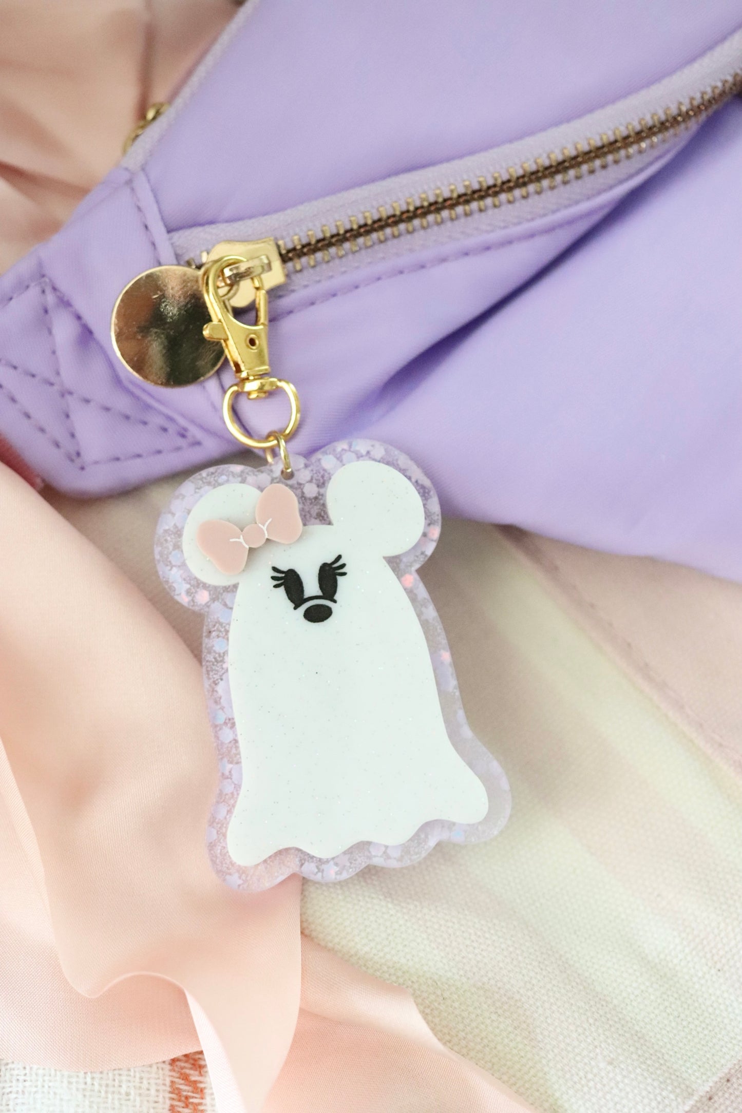 GLITTER MOUSE GHOSTS BAG CHARMS/ KEYCHAINS