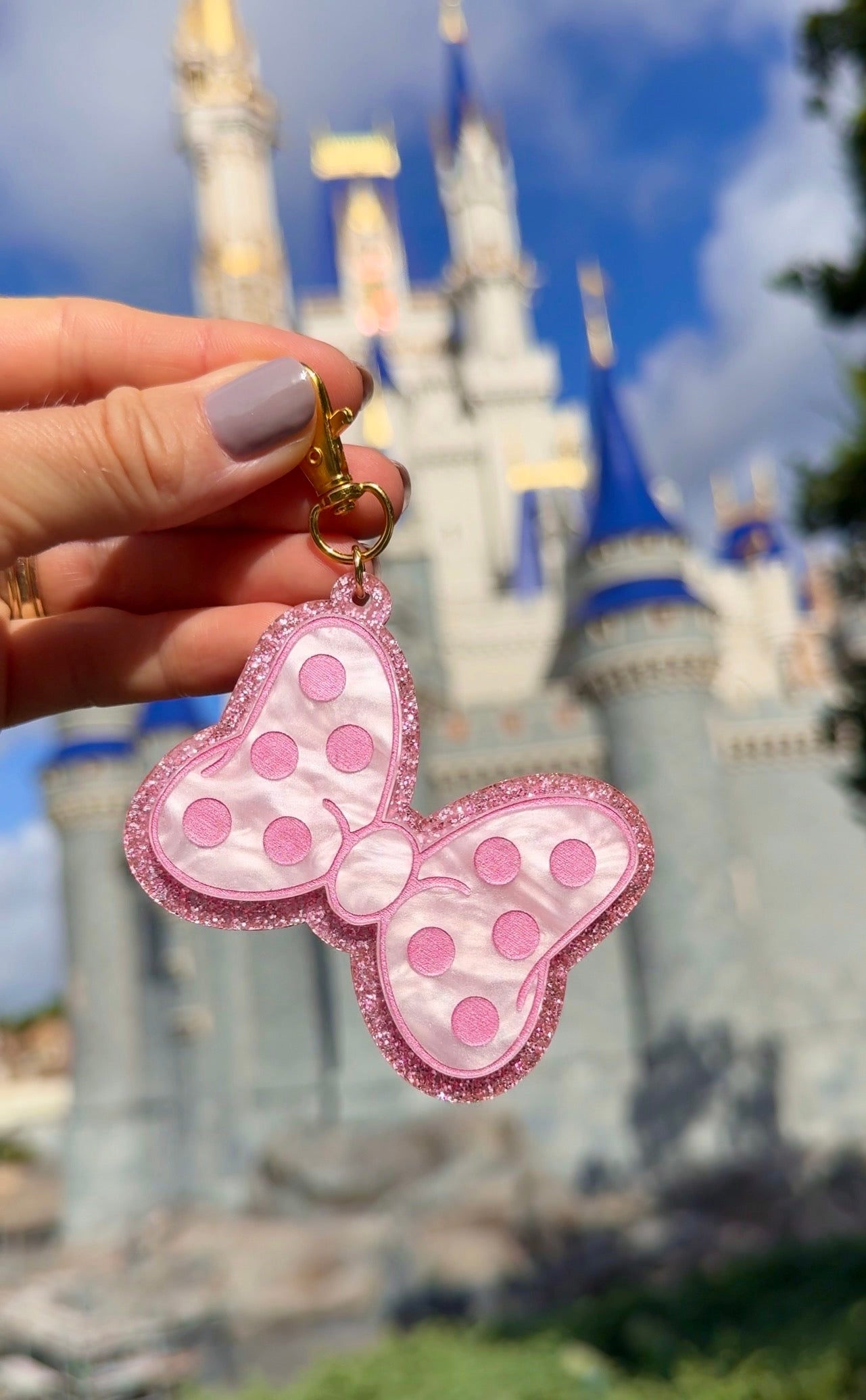 LARGE POLKA DOT BOW BAG CHARM/ KEYCHAIN