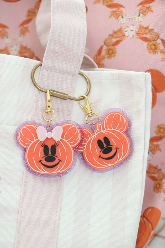 GLITTER MOUSE PUMPKIN BAG CHARMS/ KEYCHAINS