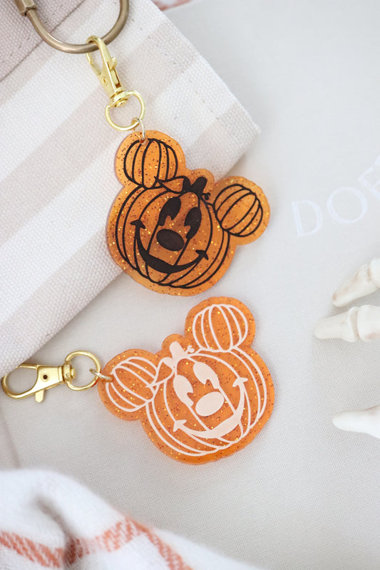 GLITTER MOUSE-O-LANTERN BAG CHARMS/ KEYCHAINS