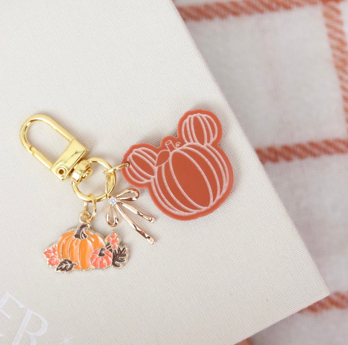 FALL PUMPKIN MINI BAG CHARMS/ KEYCHAINS SET