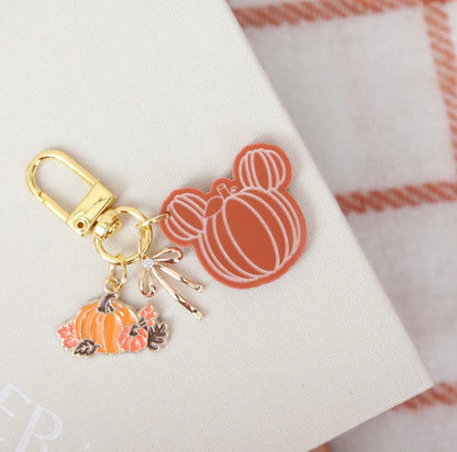 FALL PUMPKIN MINI BAG CHARMS/ KEYCHAINS SET
