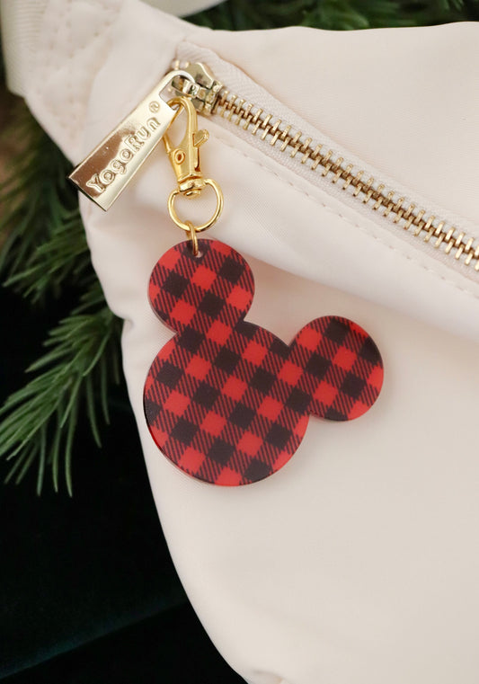 PLAID MOUSE BAG CHARM/ KEYCHAIN