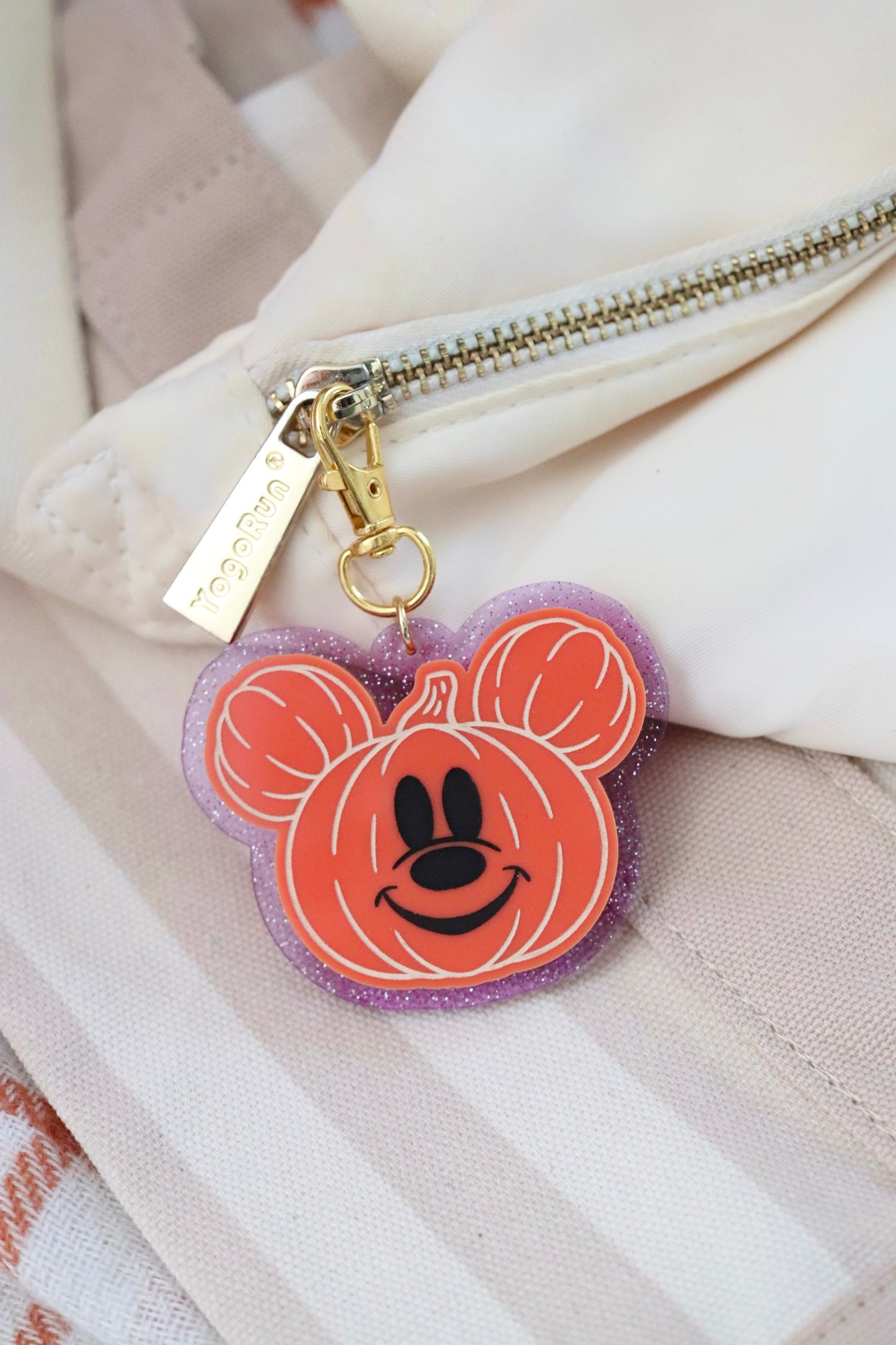 GLITTER MOUSE PUMPKIN BAG CHARMS/ KEYCHAINS