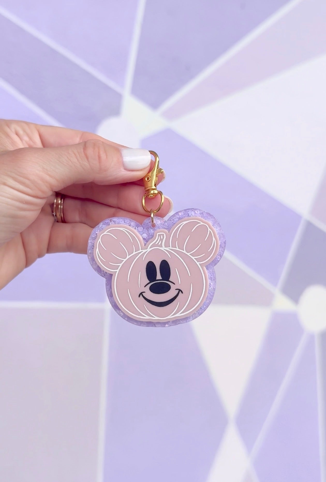 PINK GLITTER MOUSE PUMPKIN BAG CHARMS/ KEYCHAINS