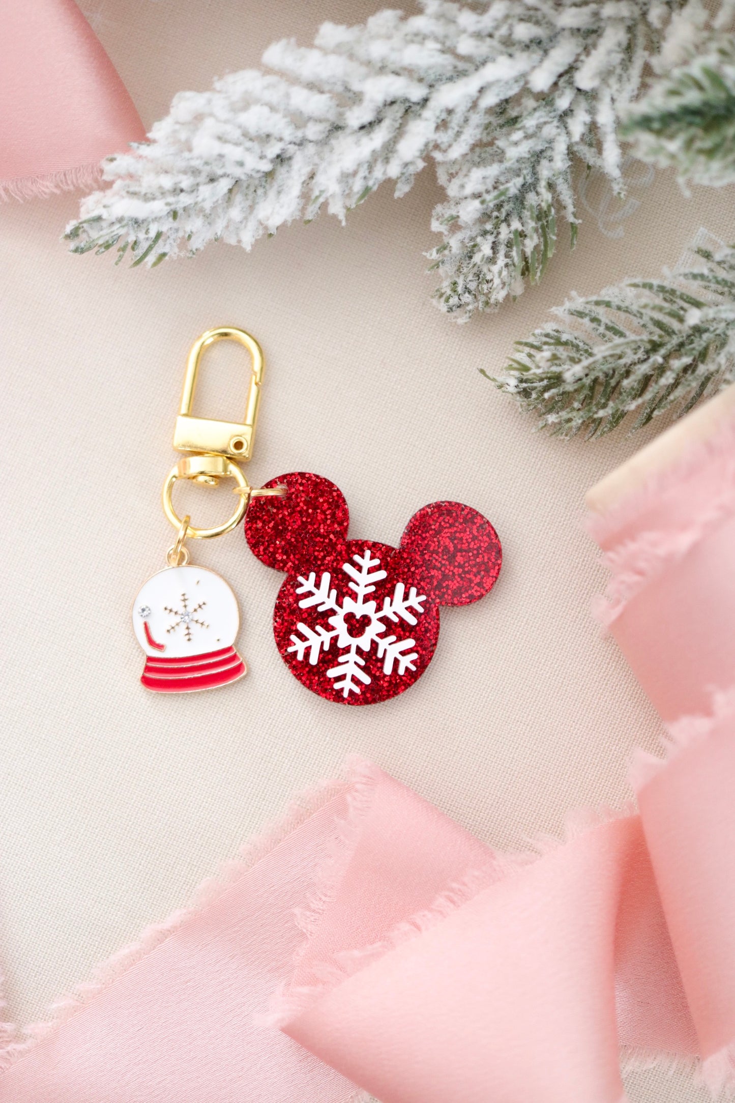 SNOW GLOBE MOUSE MINI BAG CHARMS/ KEYCHAINS SET