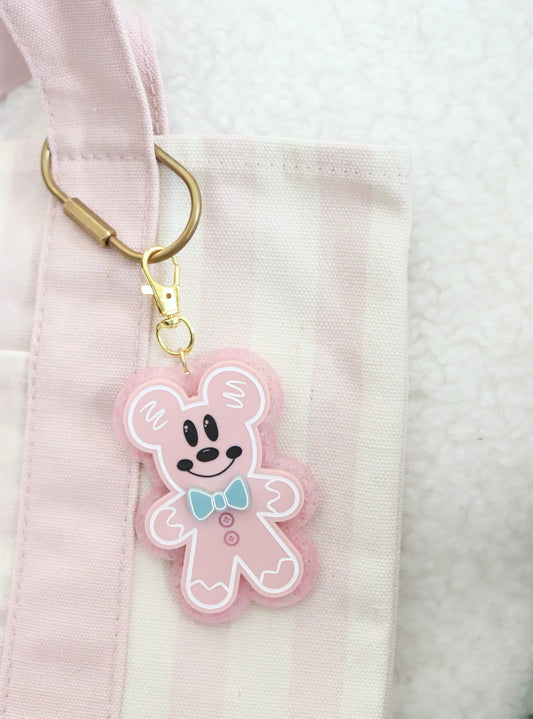 GLITTER GINGERBREAD MICE BAG CHARMS/ KEYCHAINS