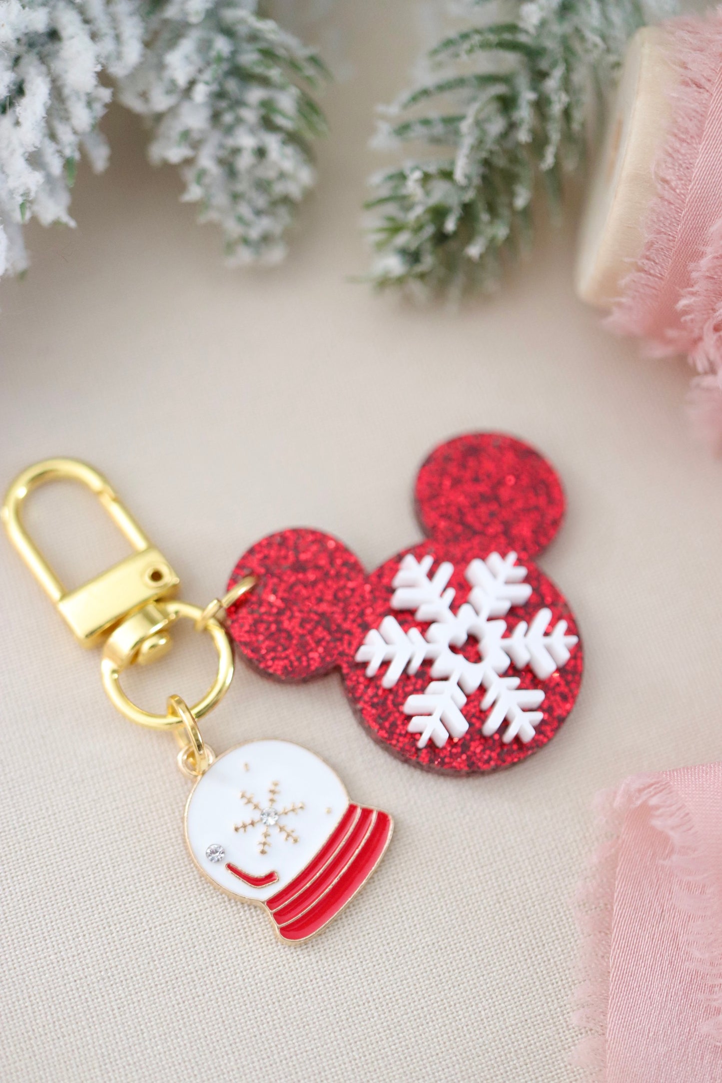 SNOW GLOBE MOUSE MINI BAG CHARMS/ KEYCHAINS SET