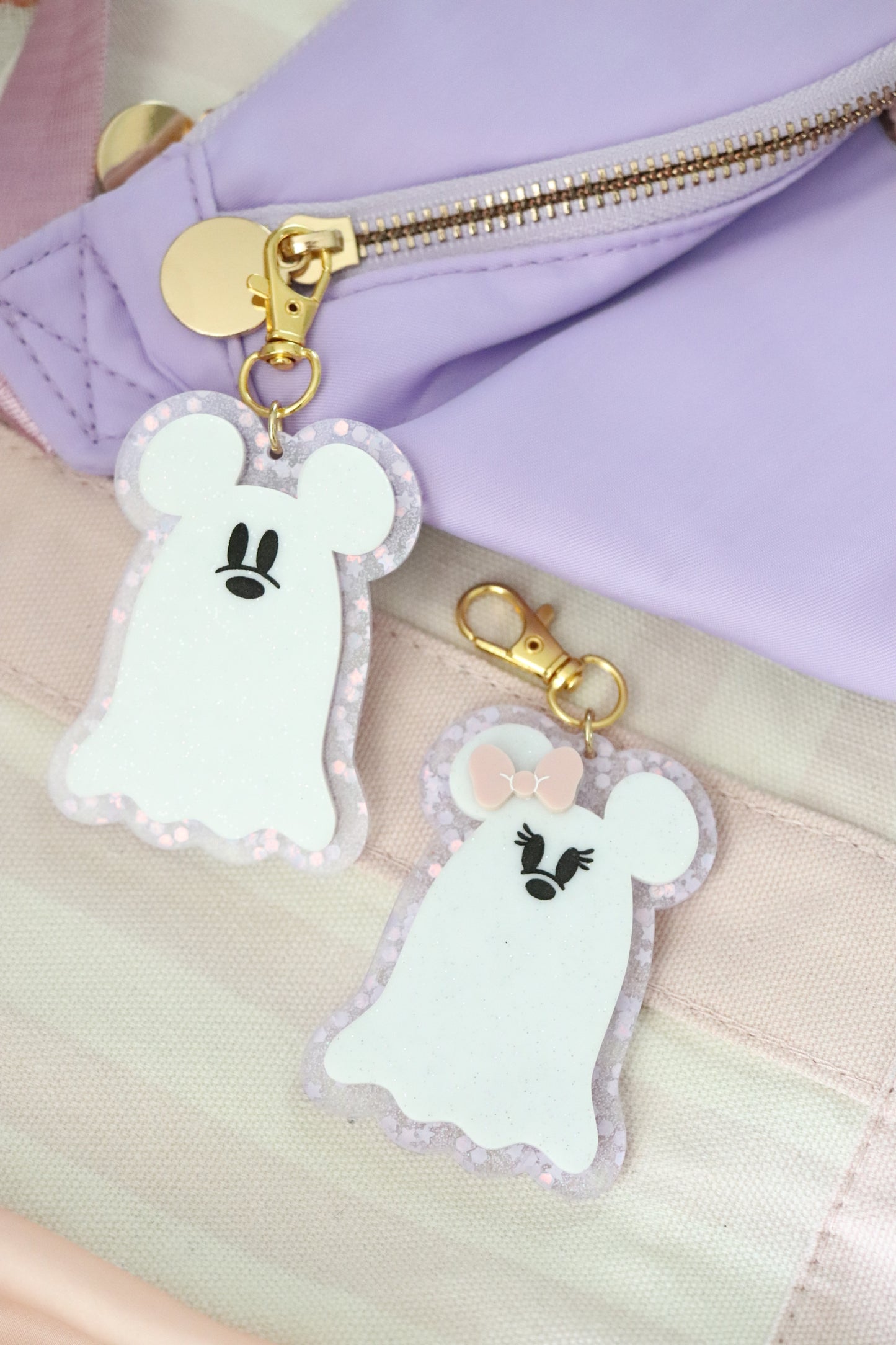 GLITTER MOUSE GHOSTS BAG CHARMS/ KEYCHAINS