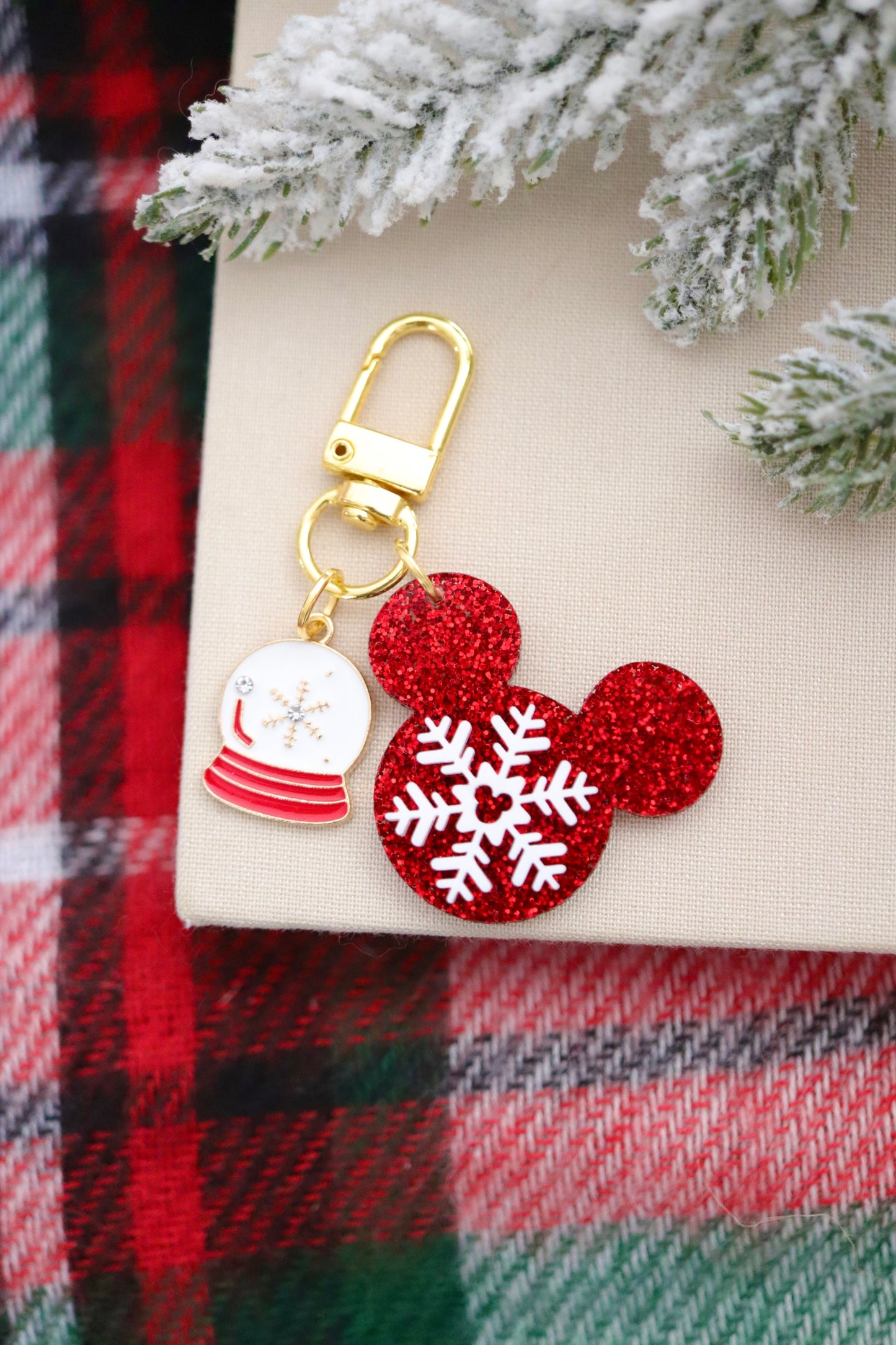 SNOW GLOBE MOUSE MINI BAG CHARMS/ KEYCHAINS SET