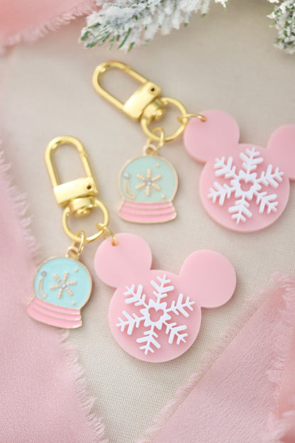 SNOW GLOBE MOUSE MINI BAG CHARMS/ KEYCHAINS SET