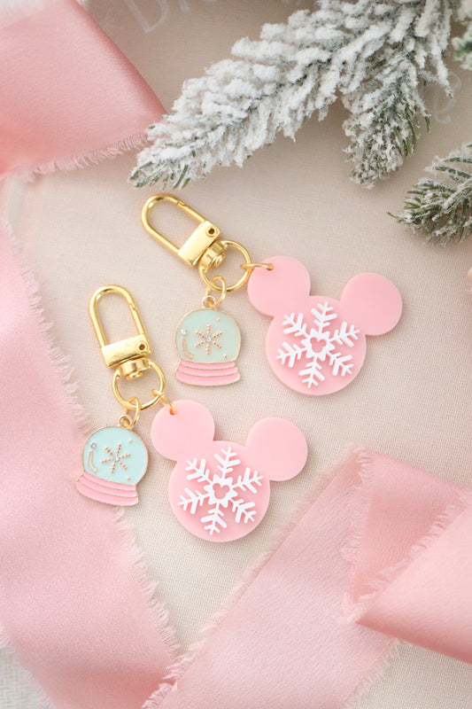 SNOW GLOBE MOUSE MINI BAG CHARMS/ KEYCHAINS SET