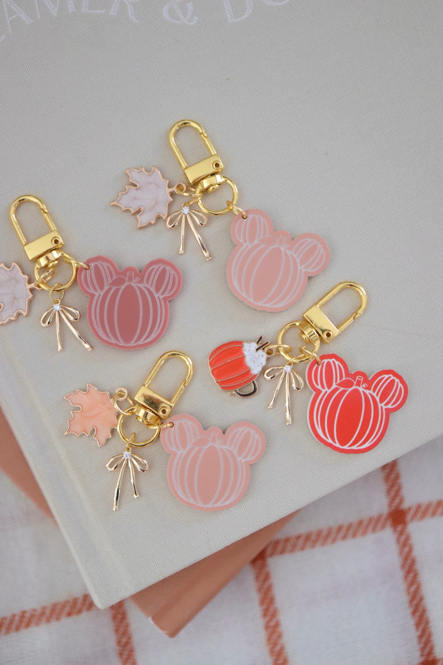 FALL PUMPKIN MINI BAG CHARMS/ KEYCHAINS SET
