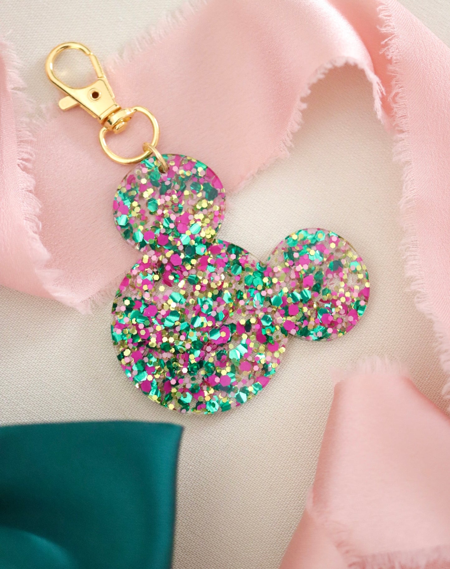 FOR GOOD GLITTER MOUSE HEAD BAG CHARM/ KEYCHAIN