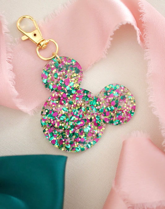 FOR GOOD GLITTER MOUSE HEAD BAG CHARM/ KEYCHAIN