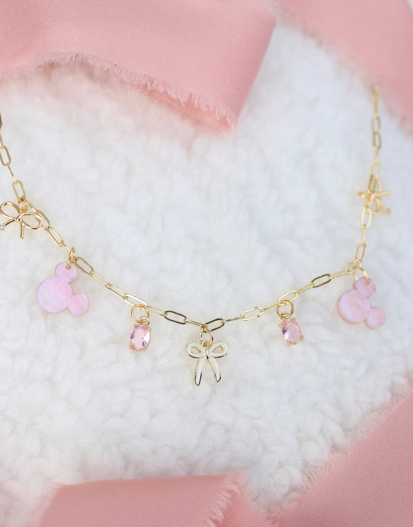 PINK MOUSE MINI CHARM NECKLACE
