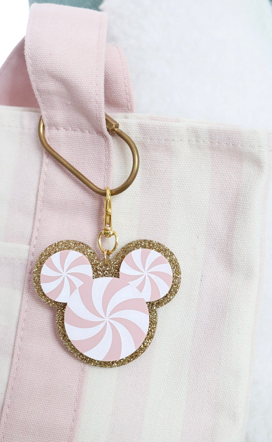 GLITTER PEPPERMINT MOUSE BAG CHARMS/ KEYCHAINS