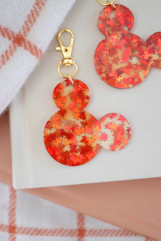 FALL LEAVES MOUSE BAG CHARM/ KEYCHAIN