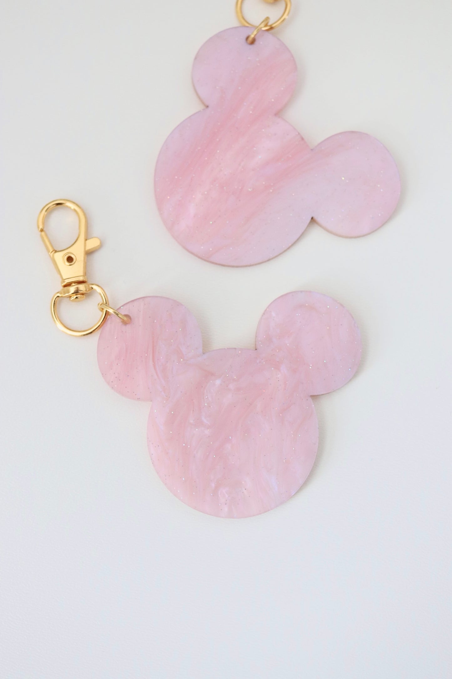 PINK GLITTER  SWIRL MOUSE BAG CHARM/ KEYCHAIN