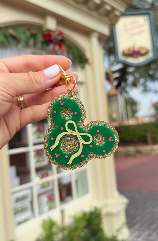 GLITTER MOUSE WREATH BAG CHARMS/ KEYCHAINS